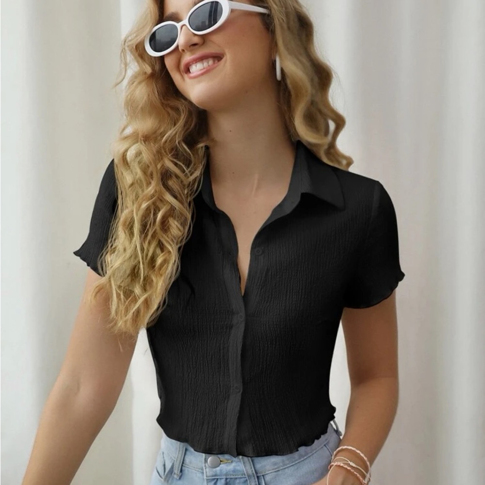 Button down black top